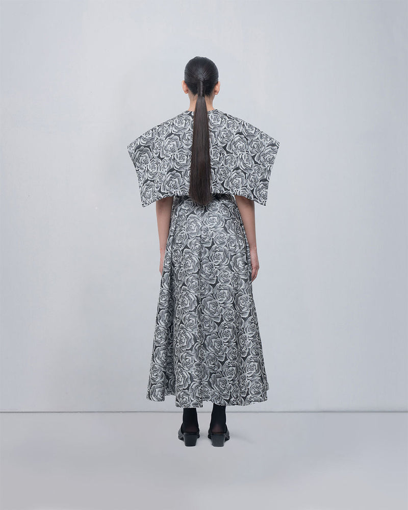 Beatrice Dress viscose by Leh Studios in black, grey for women in Singapore