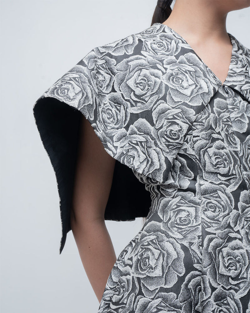 Beatrice Dress viscose by Leh Studios in black, grey for women in Singapore