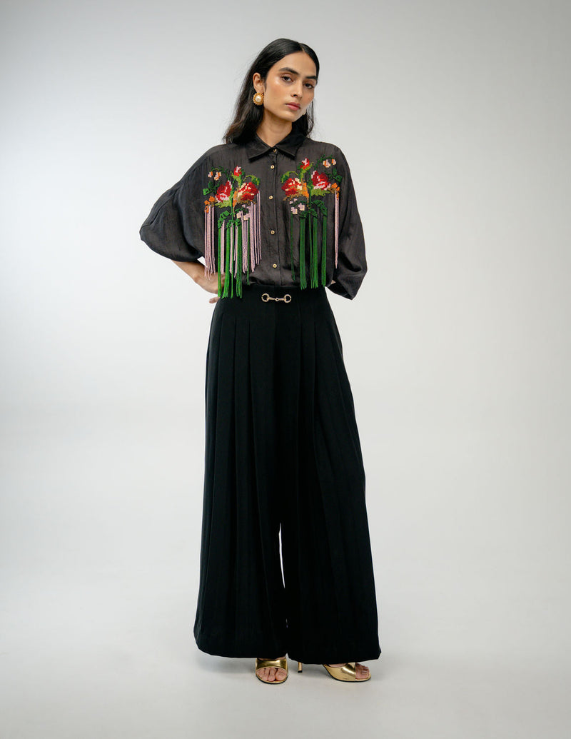 Together Shirt mulberry silk top/shirt by Ode to Odd in black for women in Singapore