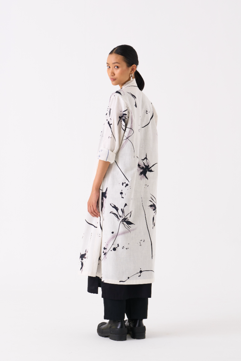 WRAP COLLAR OVERLAY-BLACK FLORAL by THREE in black color for women in Singapore