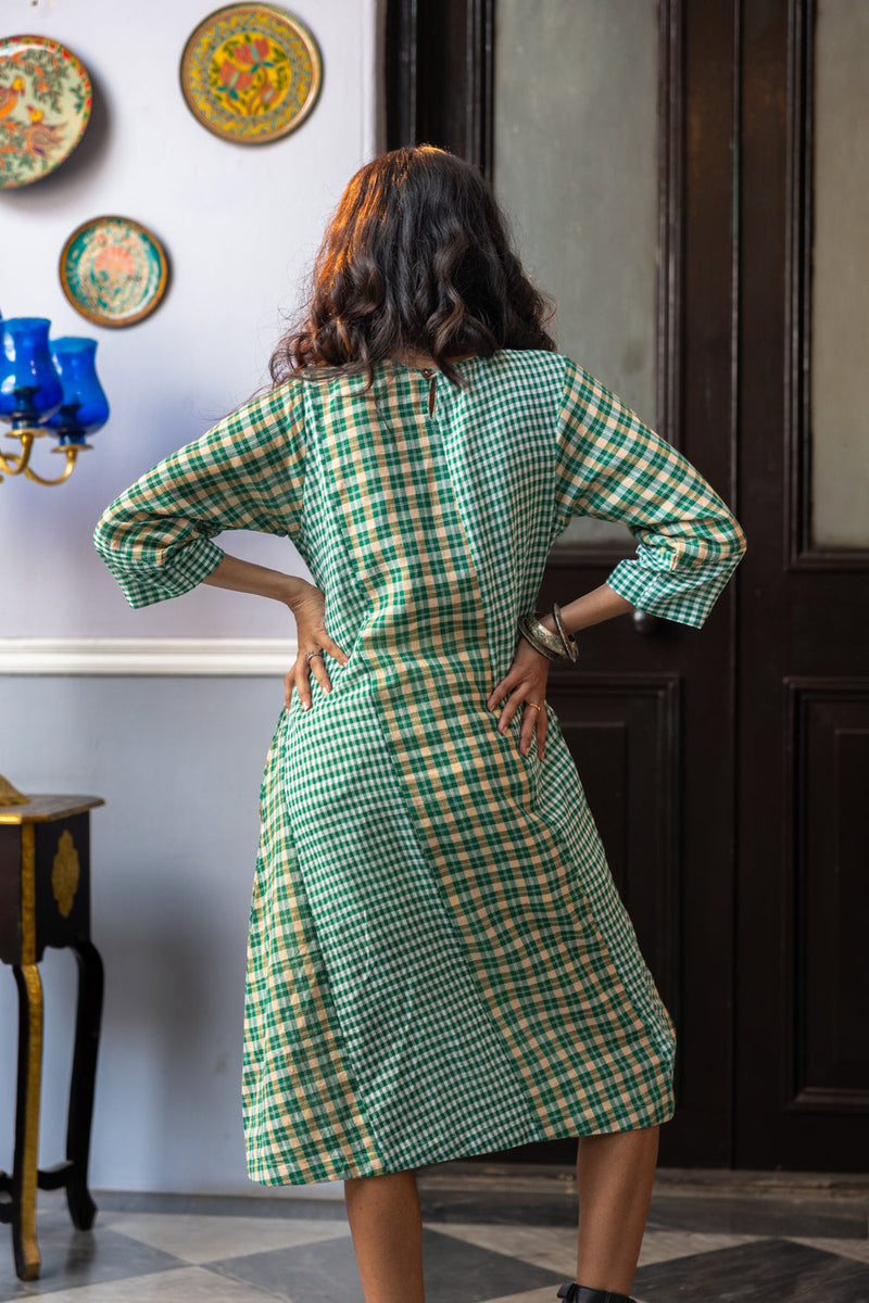 Ivy Dress gamcha dress by 145 East in green for women in Singapore