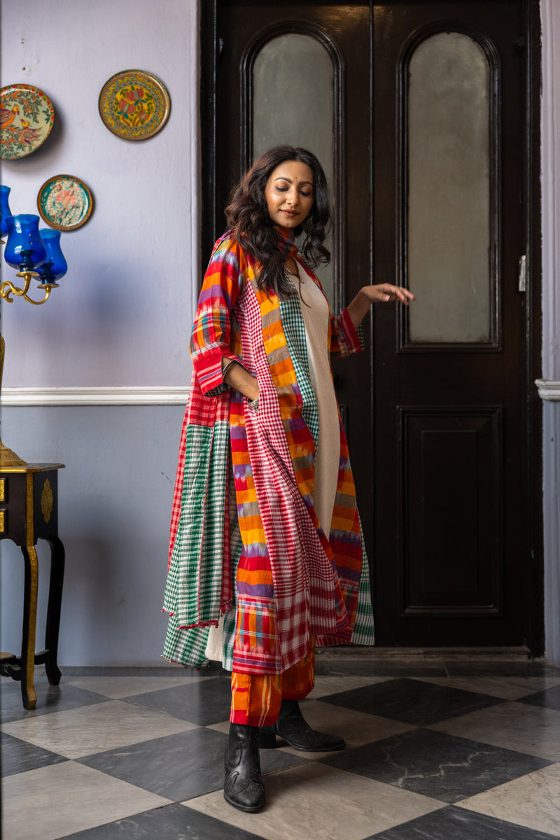 Noma Dress+Palazzo+Dupatta Set cotton,gamcha co-ord set by 145 East in white,multi-color for women in Singapore