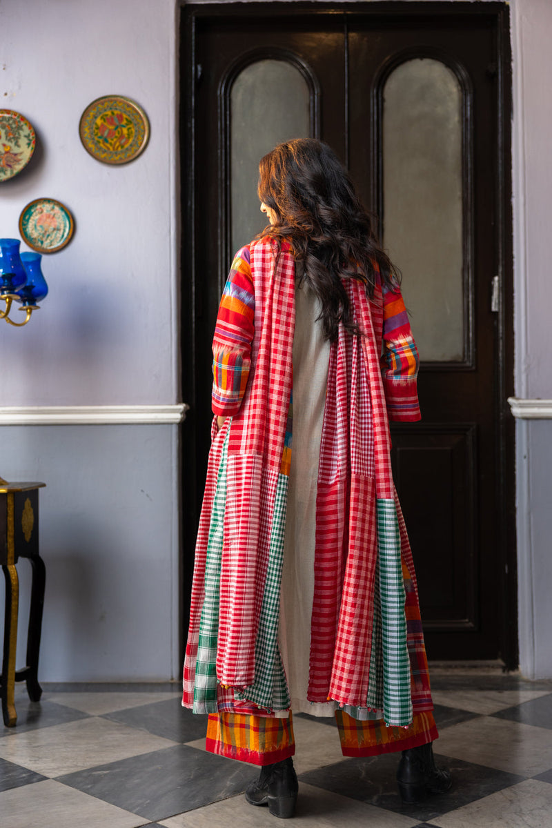 Noma Dress+Palazzo+Dupatta Set cotton,gamcha co-ord set by 145 East in white,multi-color for women in Singapore