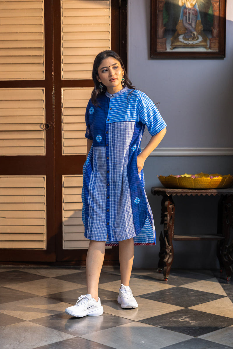 Kaleido Dress gamcha dress by 145 East in blue for women in Singapore