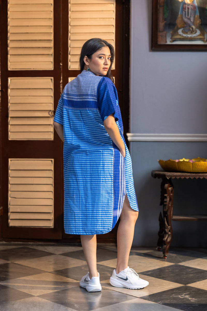 Kaleido Dress gamcha dress by 145 East in blue for women in Singapore
