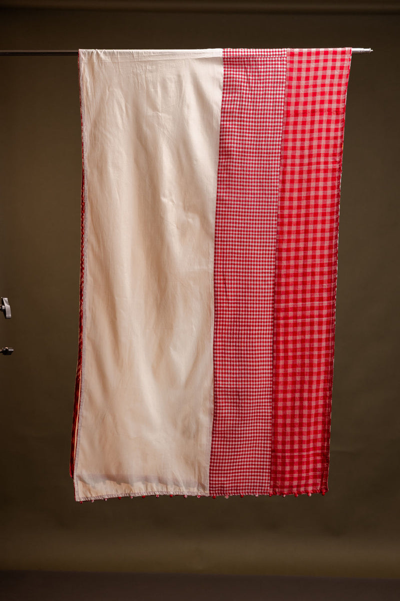 Lalpaar Dupatta cotton, gamcha dupatta by 145 East in red, white for women in Singapore