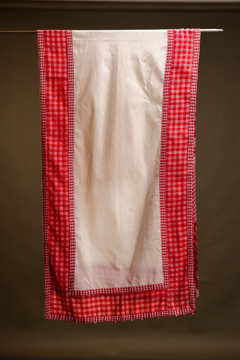 Ruby Dupatta cotton, gamcha dupatta by 145 East in red, white for women in Singapore
