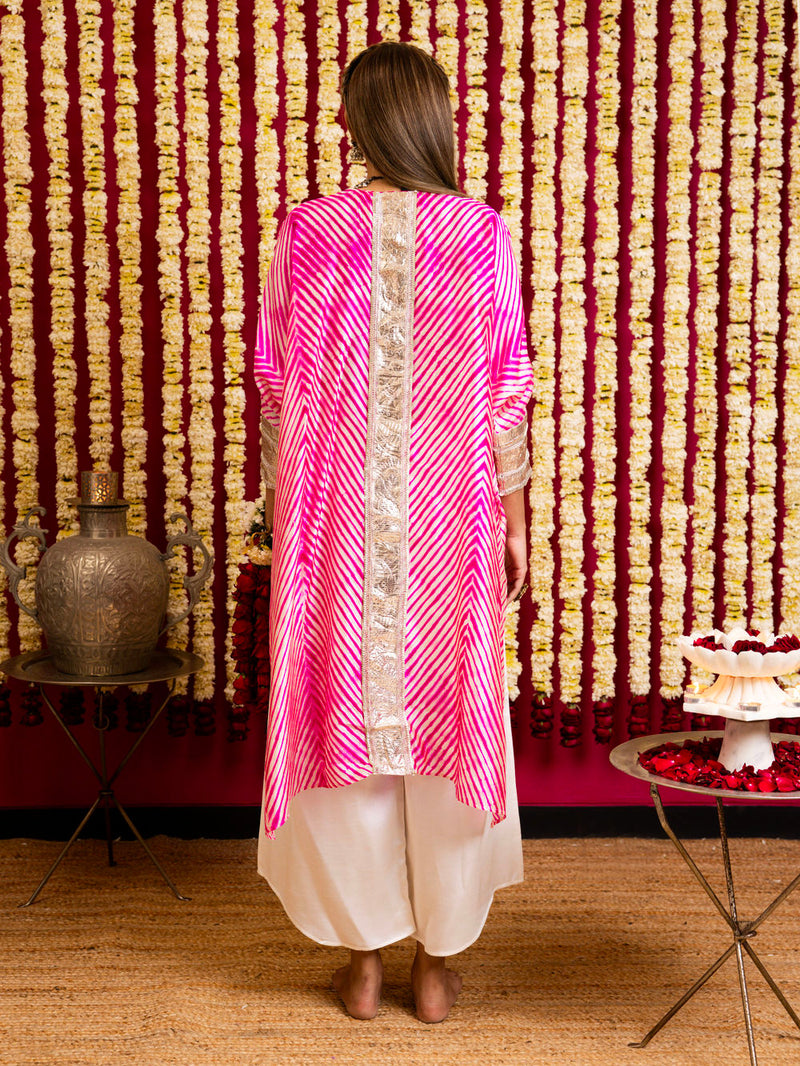 Leheriya Silk 1 Tunic & Pant Set-Hot Pink leheriya silk kurta/kurta set by Sabo by Sabina in pink for women in Singapore