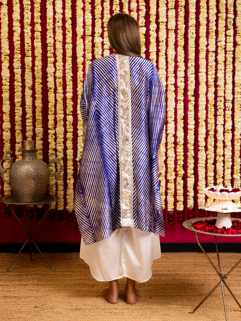 Leheriya Silk 2 Tunic & Pant Set-Ink Blue leheriya silk kurta/kurta set by Sabo by Sabina in blue for women in Singapore