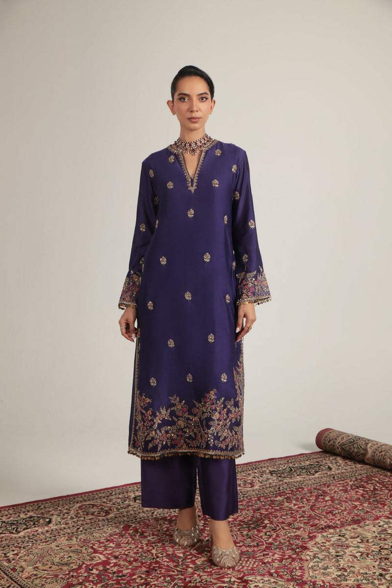 Zar-Rang Purple Farshi Kurta Set organza kurta/kurta set by Niti Bothra in purple for women in Singapore