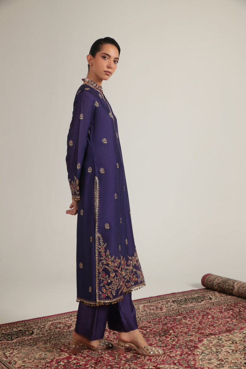 Zar-Rang Purple Farshi Kurta Set organza kurta/kurta set by Niti Bothra in purple for women in Singapore