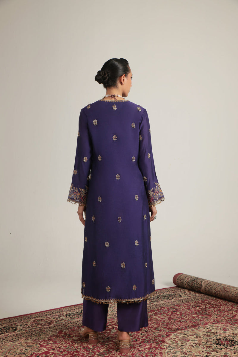 Zar-Rang Purple Farshi Kurta Set organza kurta/kurta set by Niti Bothra in purple for women in Singapore
