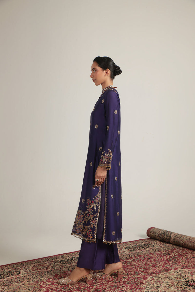 Zar-Rang Purple Farshi Kurta Set organza kurta/kurta set by Niti Bothra in purple for women in Singapore