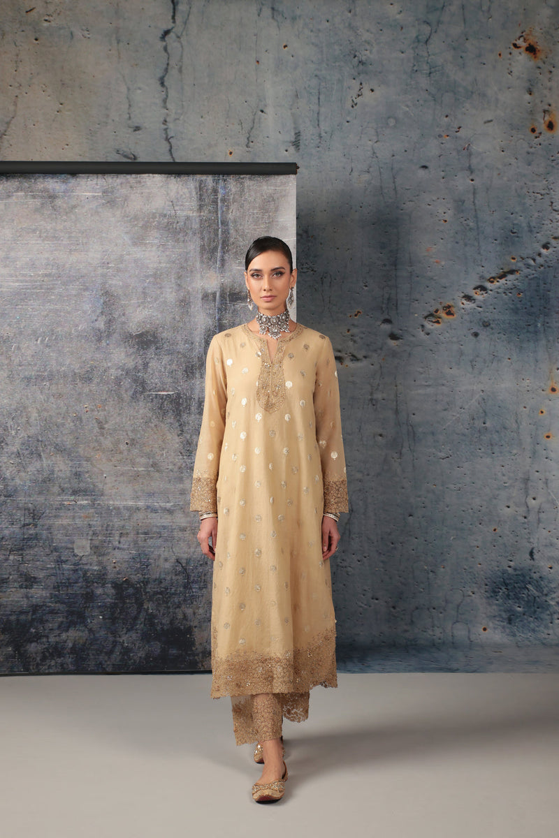 Mehrang Ivory Farshi Kurta Set silk chanderi kurta/kurta set by Niti Bothra in ivory for women in Singapore
