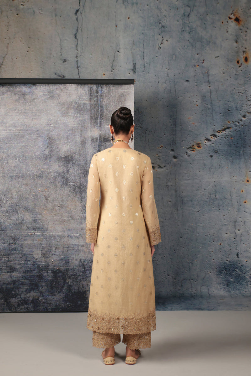 Mehrang Ivory Farshi Kurta Set silk chanderi kurta/kurta set by Niti Bothra in ivory for women in Singapore