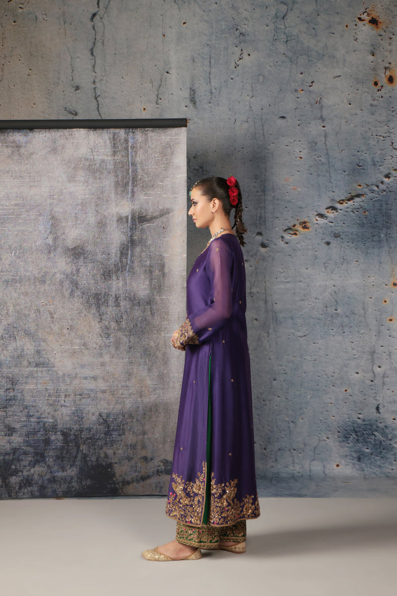Zar-Rang Purple Straight Long Kurta Set silk chanderi kurta/kurta set by Niti Bothra in purple for women in Singapore