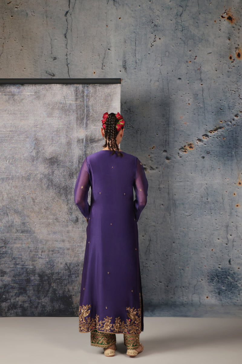 Zar-Rang Purple Straight Long Kurta Set silk chanderi kurta/kurta set by Niti Bothra in purple for women in Singapore