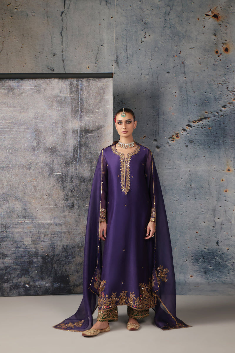 Zar-Rang Purple Straight Long Kurta Set silk chanderi kurta/kurta set by Niti Bothra in purple for women in Singapore