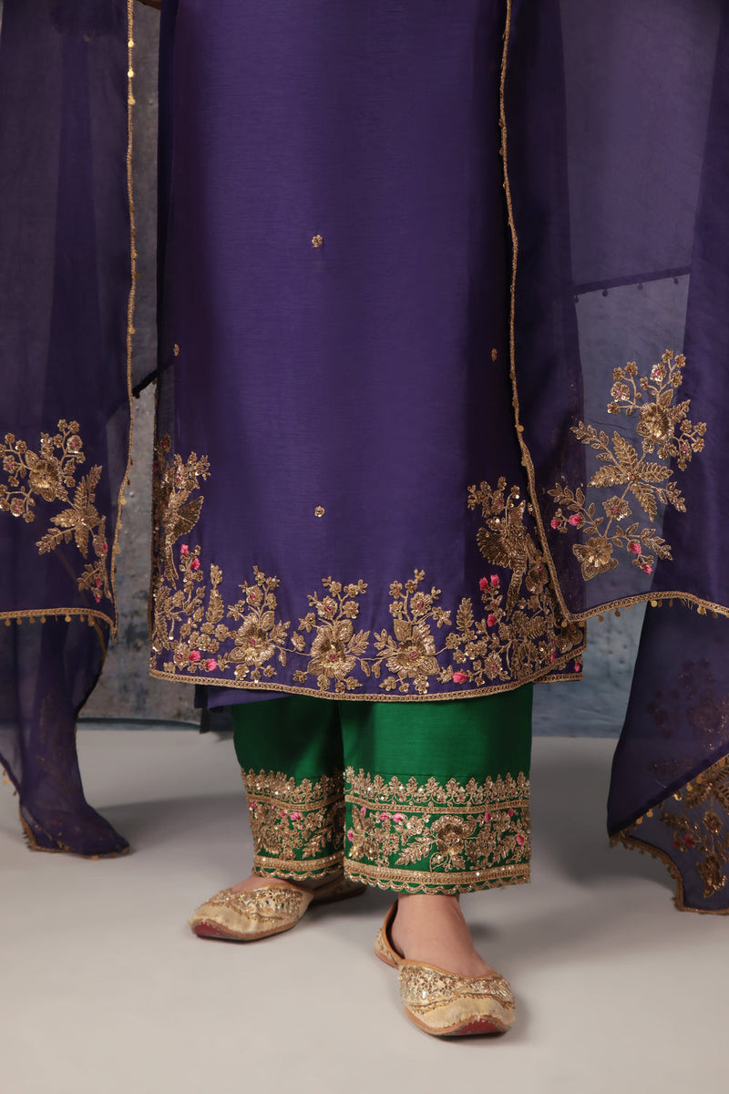 Zar-Rang Purple Straight Long Kurta Set silk chanderi kurta/kurta set by Niti Bothra in purple for women in Singapore