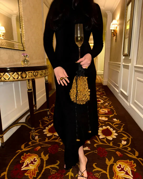 Rocky Bag - Jhoom tafetta bag by AOMIDORI SHIMAI in black and gold for women in Singapore