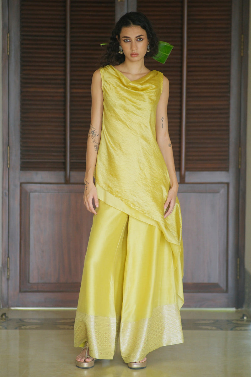 Amaltas Kurta Set dupion, chanderi silk kurta/kurta set by Myoho in yellow for women in Singapore