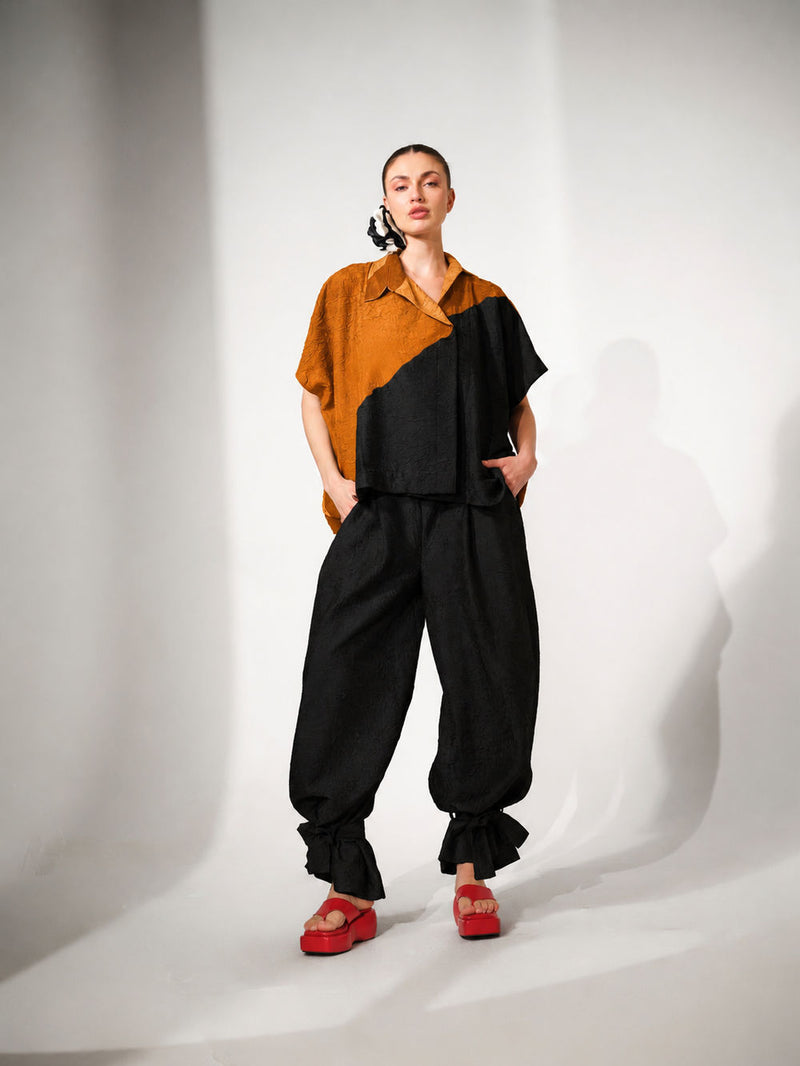 Grain Pants-Grey crushed silk pant/trouser by Stoique in grey for women in Singapore