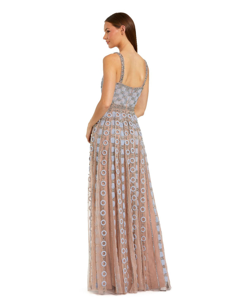10106-Light Blue Sleeveless Embellished A-line Gown by Mac Duggal in blue color for women in Singapore