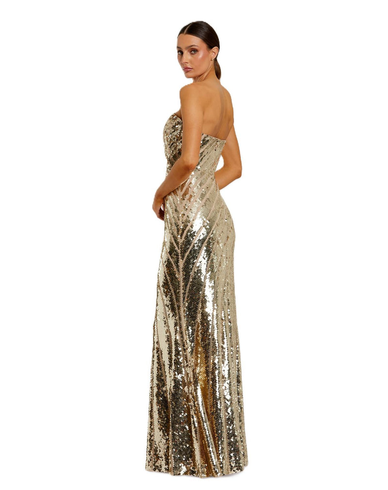 10130 - Gold Strapless Sequin Trumpet Gown by Mac Duggal in gold color for women in Singapore