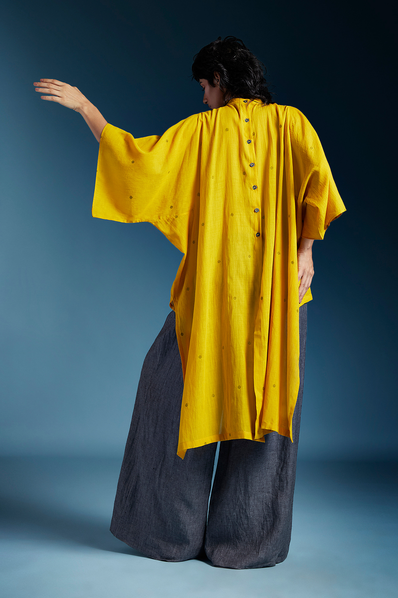 Anya Shirt-Mustard cotton by Chola in mustard color for women in Singapore