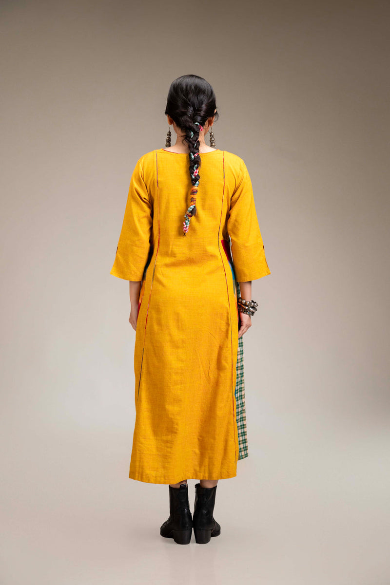 Suryoday Dress cotton,gamcha dress by 145 East in yellow for women in Singapore
