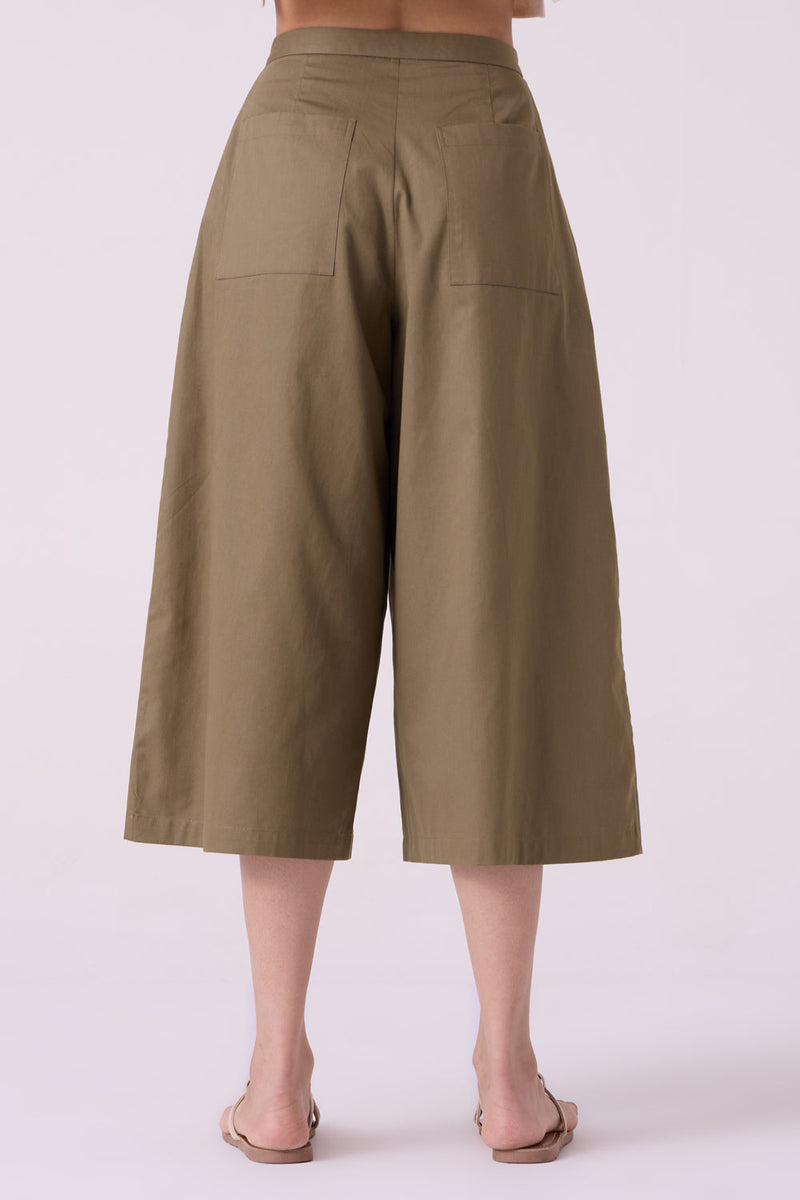Frances Olive Pants organic cotton twill pant/trouser by The Summer House in olive for women in Singapore