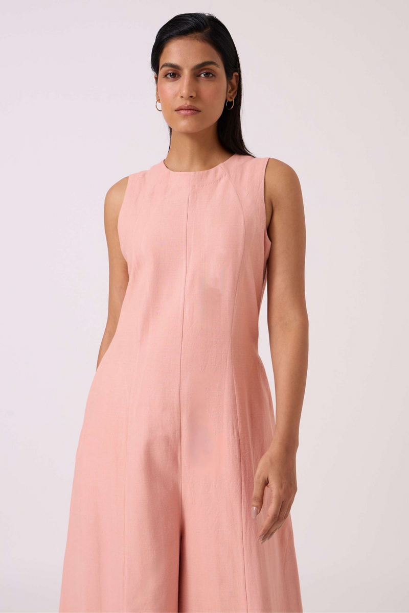 Vronsky Pink Handwoven Jumpsuit cotton by The Summer House in blue color for women in Singapore