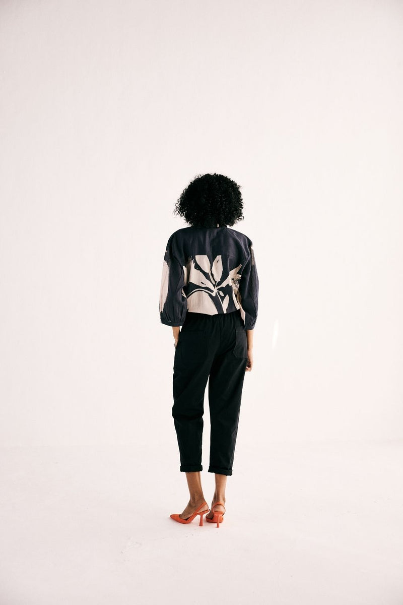 LUNA IRIS SHIRT cotton by Khara Kapas in black for women in Singapore