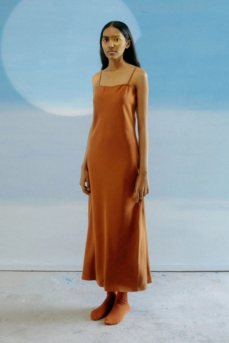 SAKTI SLIP DRESS silk Buy SAKTI SLIP DRESS from C&W | Dresses for Women by Ituvana in rust color for women in Singapore