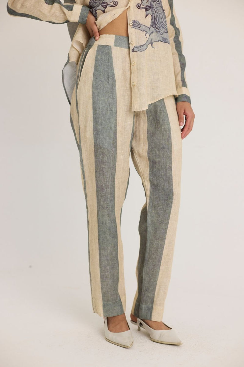 PAWS LINEN CO-ORD SET linen by Yam in white color for women in Singapore