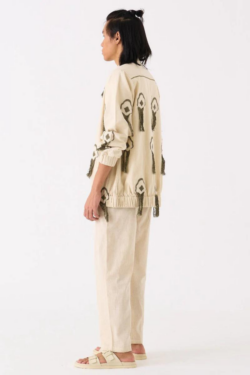 FRINGE BOMBER JACKET - IVORY by THREE Men for men in Singapore