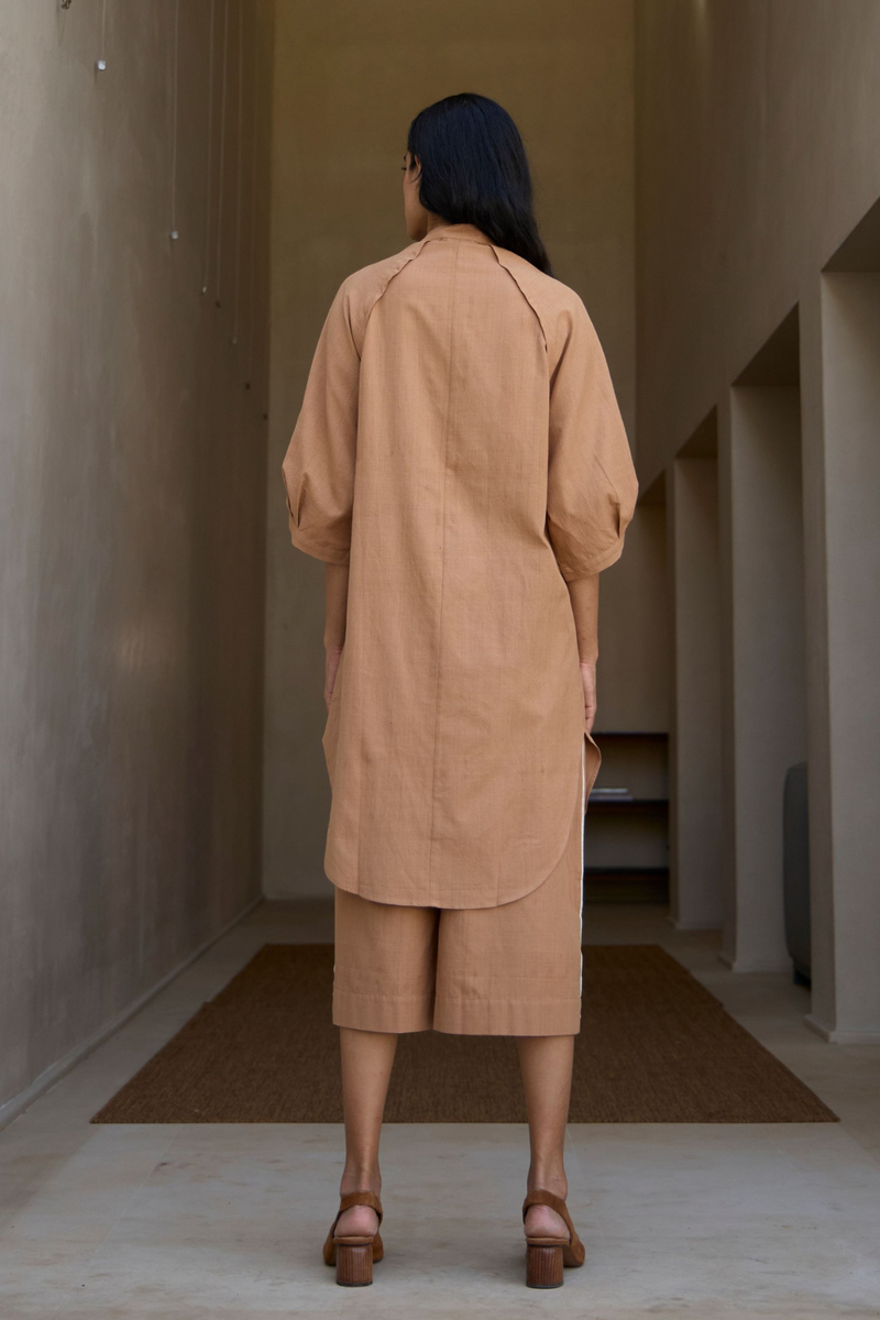 Brabourne Handwoven Brown Co-ord Set cotton by The Summer House in brown color for women in Singapore