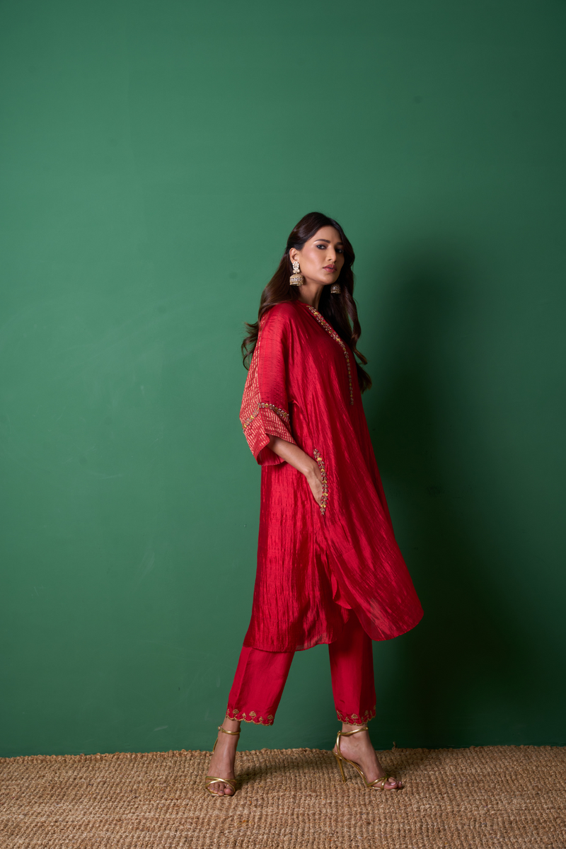 Radiance Kurta Set - Red with Dupatta