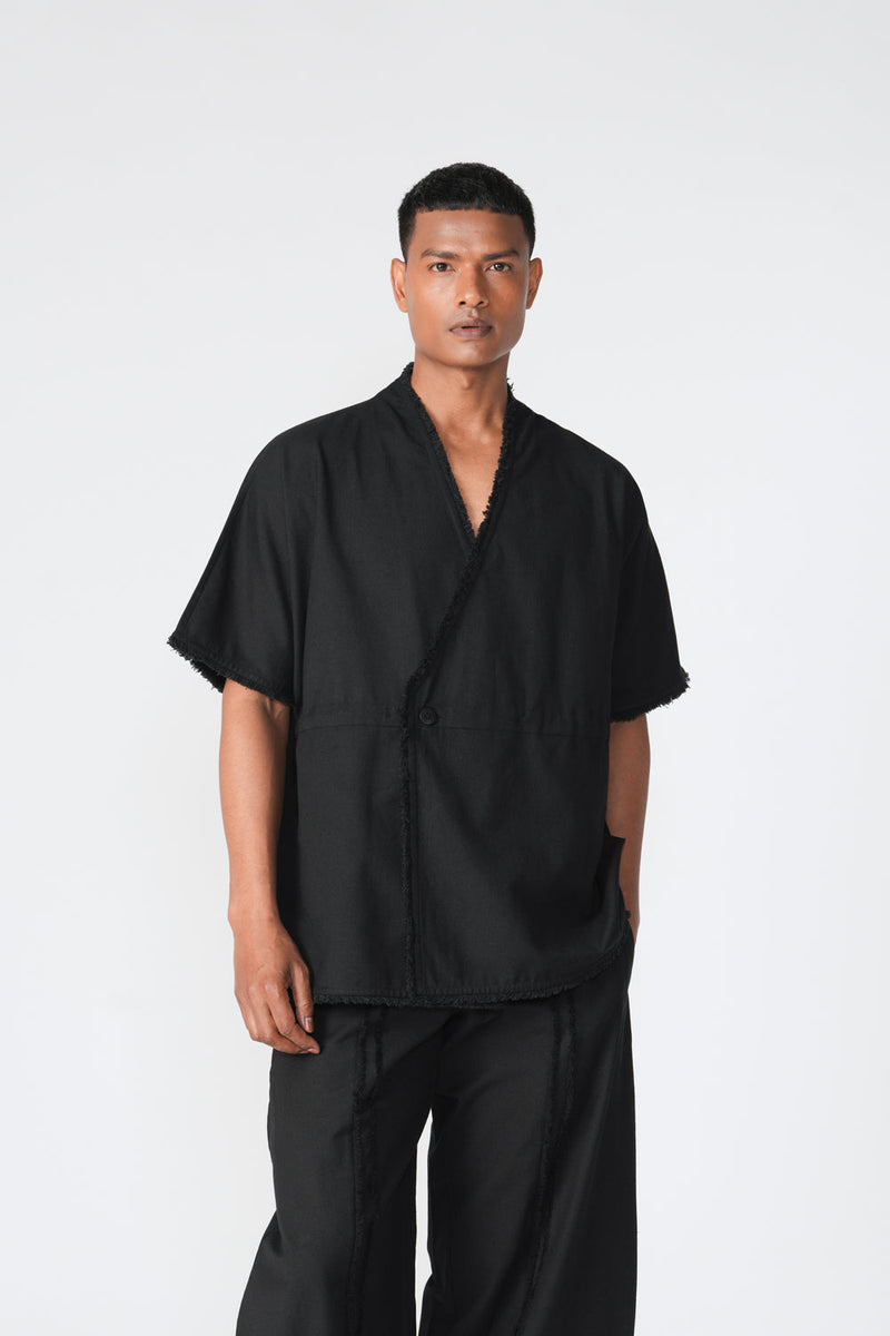 Kumo Drawstring Shirt top/shirt by Turn Black in black for women in Singapore