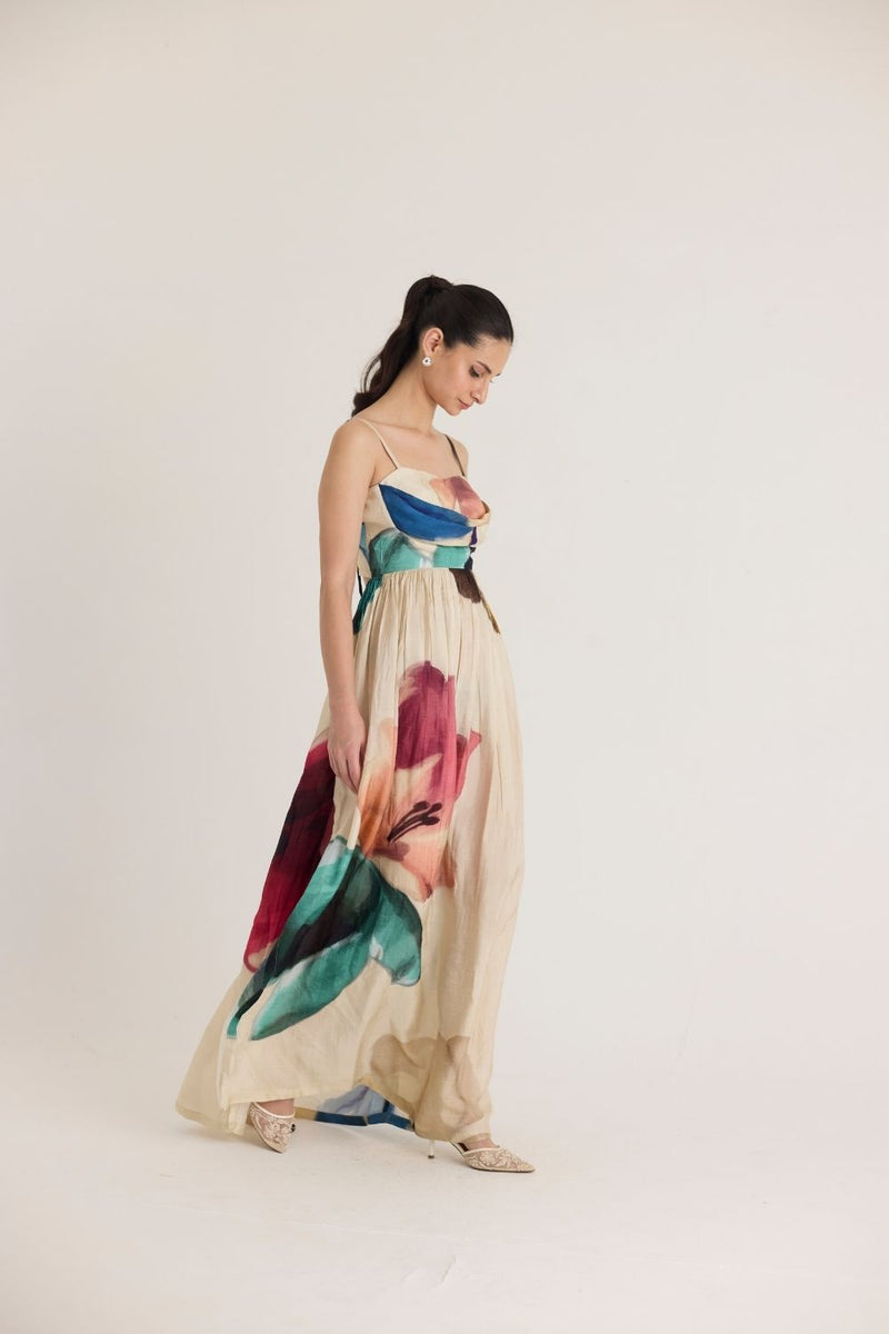 LILA BACKLESS DRESS silk by Yam in white color for women in Singapore