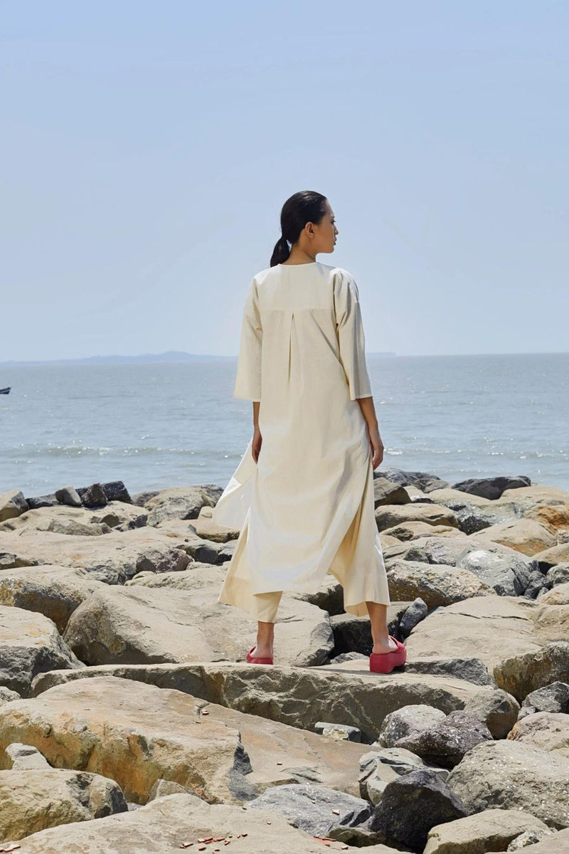 Off-White Placket Tunic Tunics by Mati in white color for women in Singapore