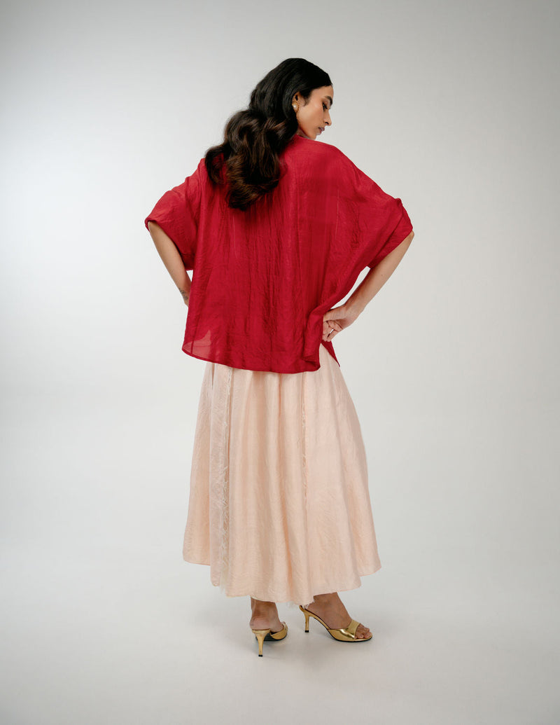 Forgotten Bloom Shirt mulberry silk top/shirt by Ode to Odd in red for women in Singapore