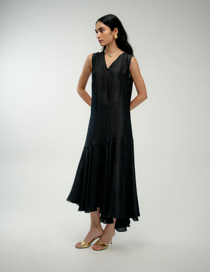 The Promise Set mulberry silk dress by Ode to Odd in black for women in Singapore