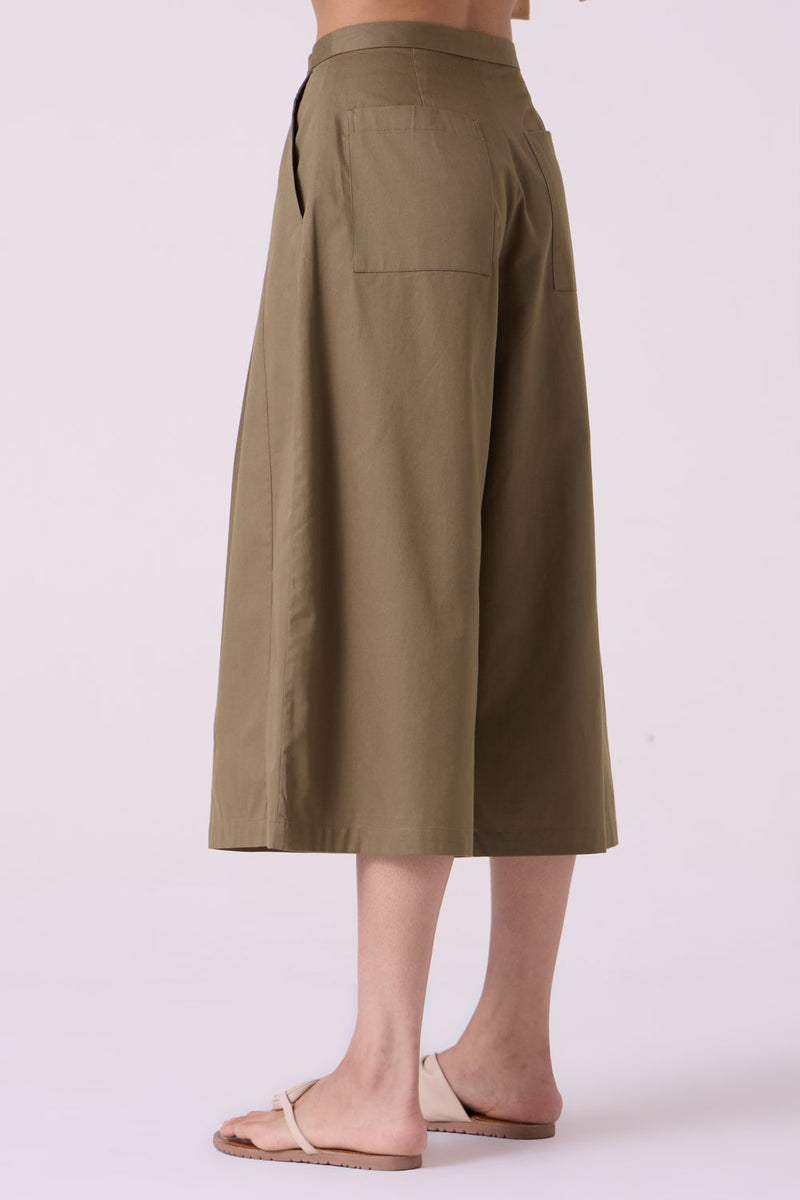 Frances Olive Pants organic cotton twill pant/trouser by The Summer House in olive for women in Singapore