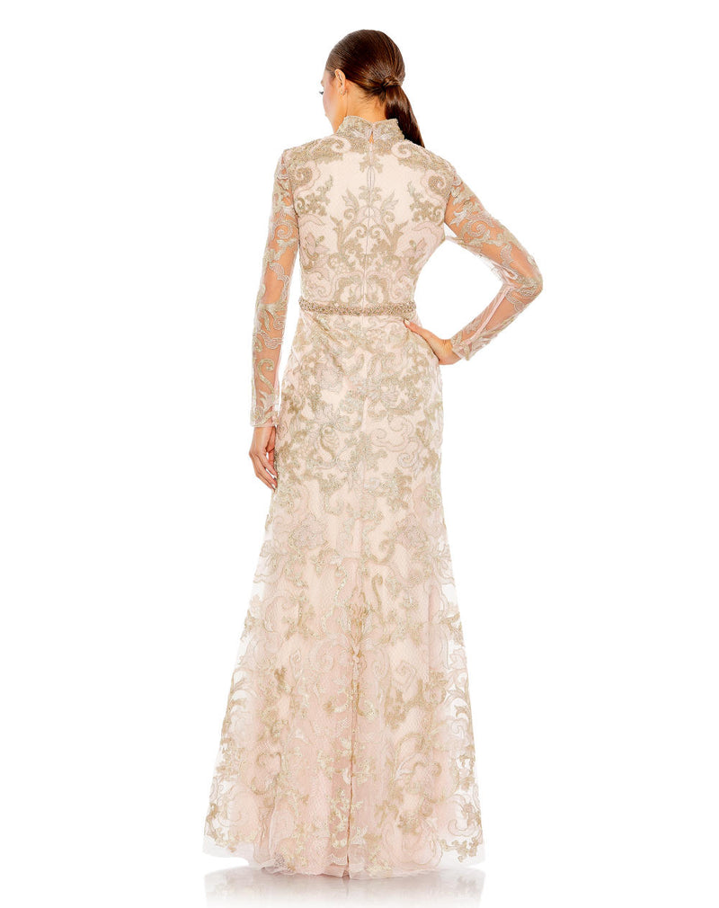 MD-11165 Full Sleeves Long Gown-Pink by Mac Duggal in pink color for women in Singapore