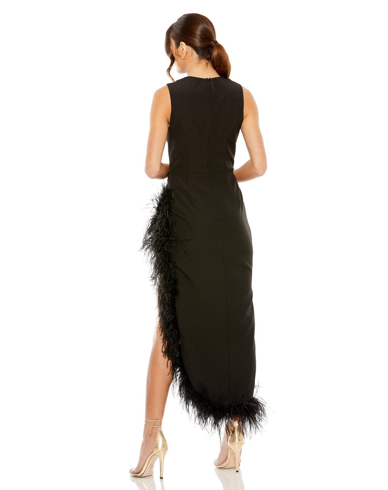 MD-11626 Feathered Dress-Black by Mac Duggal in black color for women in Singapore