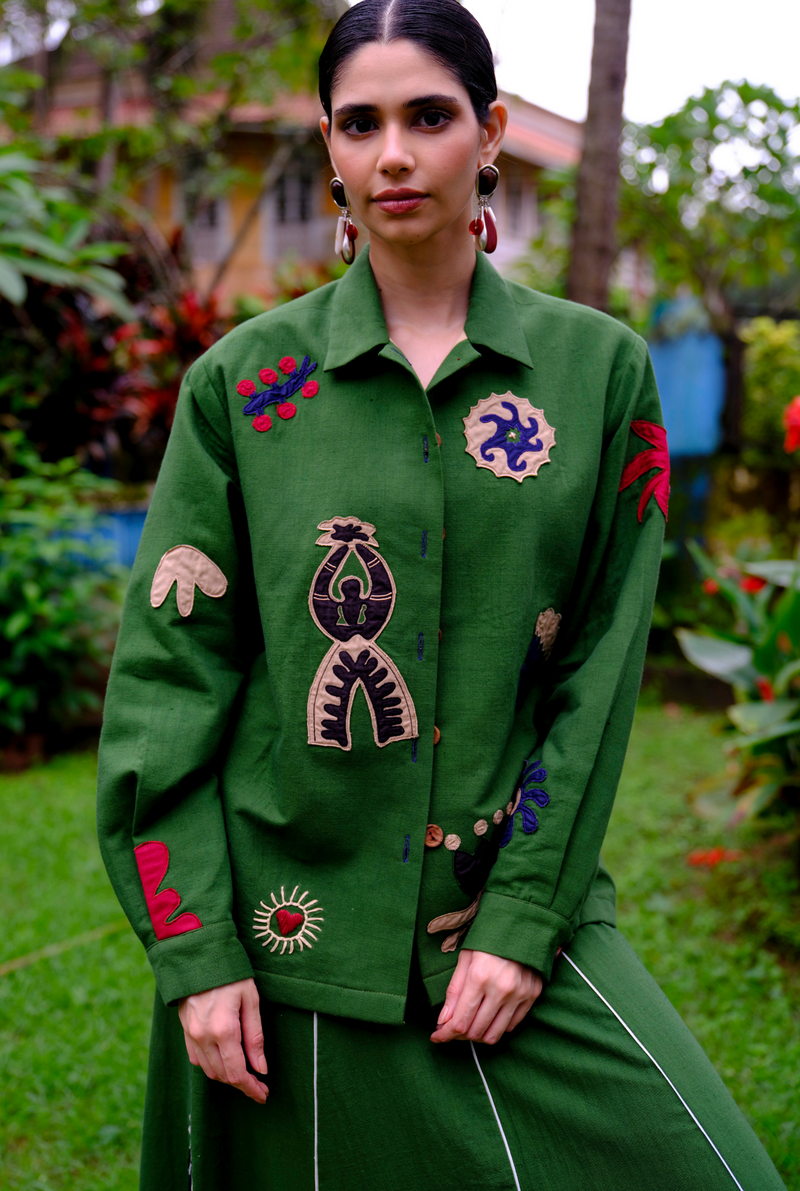 Zuri applique handloom jacket cotton by JodiLife for women in Singapore