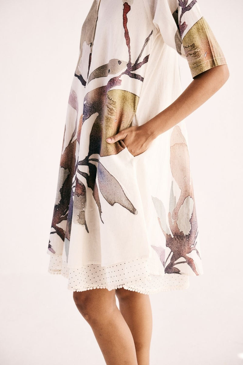 IVORY BLOOM DRESS cotton by Khara Kapas in white for women in Singapore