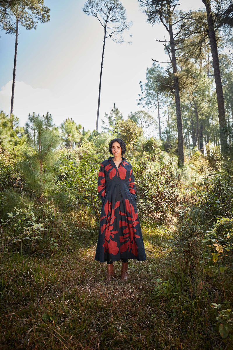 Black Woods Dress cotton by Khara Kapas in multi for women in Singapore