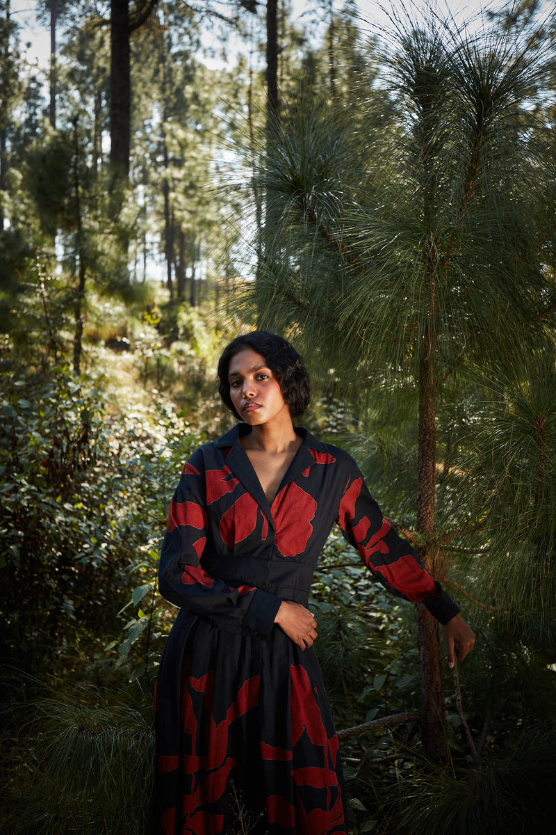 Black Woods Dress cotton by Khara Kapas in multi for women in Singapore